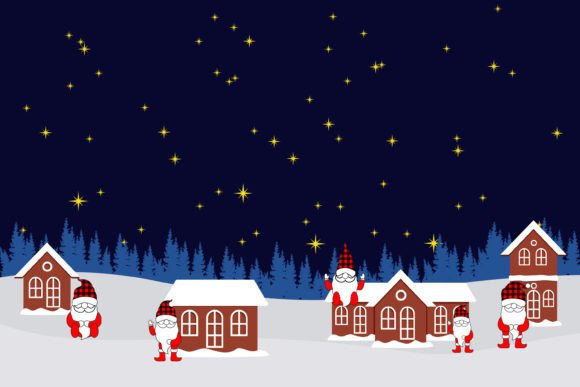 Beautiful Christmas Eve in Winter: Premium Illustrations