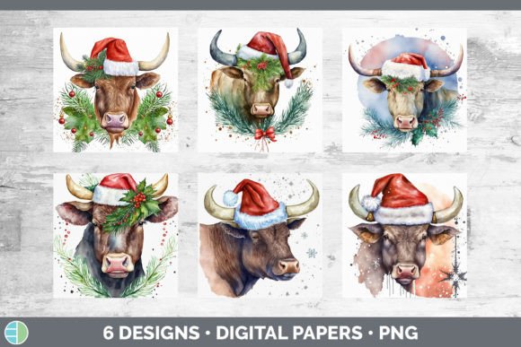 Christmas Bull Backgrounds: Festive Illustrations for Blogs