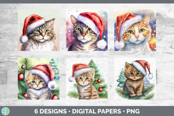 Christmas Cat Backgrounds: Fresh Illustrations