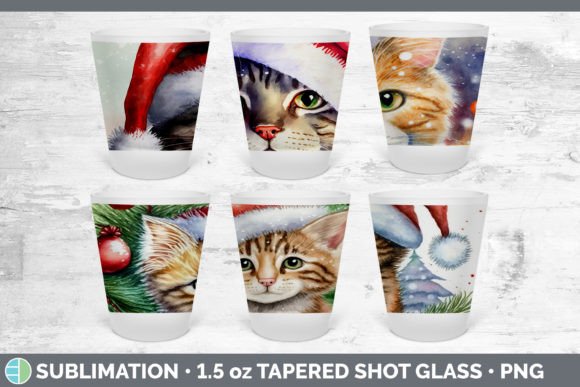 Christmas Cat Shot Glass: Festive Illustrations