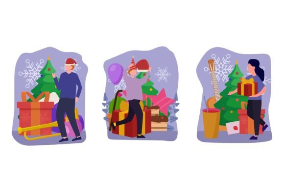Christmas Celebration Flat Bundle: Festive Illustrations