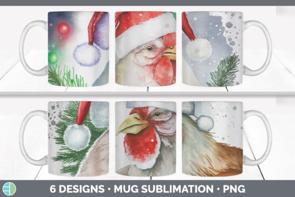 Christmas Chicken Mug Sublimation Coff: Festive Illustrations