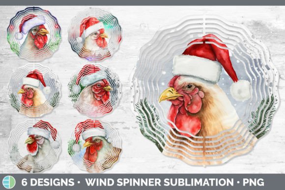 Christmas Chicken Wind Spinner Sublima: Fresh Illustrations