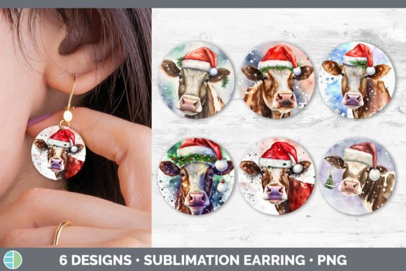 Christmas Cow Earring Sublimation Illustrations Review