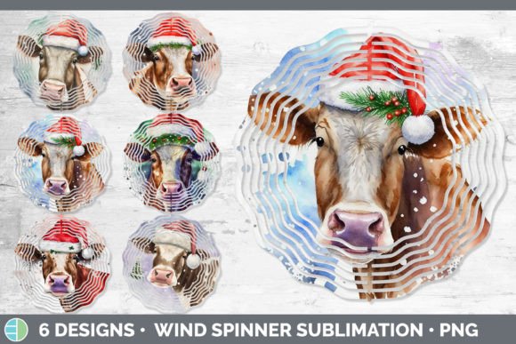 Christmas Cow Wind Spinner: Festive Illustrations