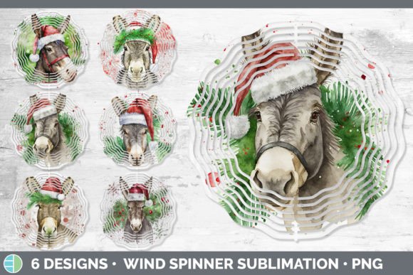 Christmas Donkey Wind Spinner: Festive Illustrations