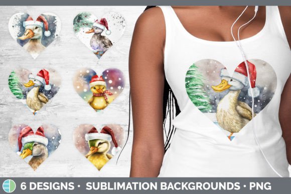 Christmas Duck Hearts Clipart Sublimat for Illustrations
