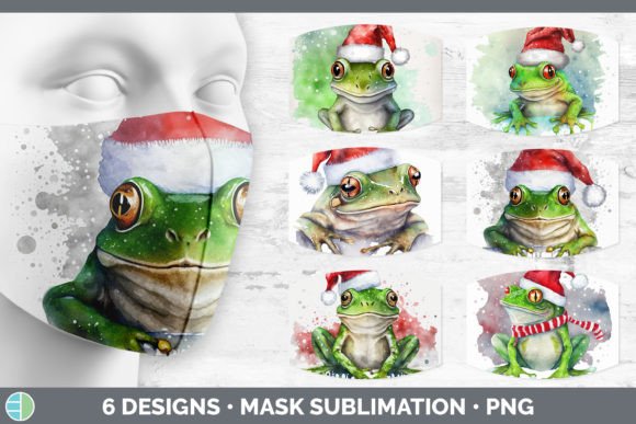 Christmas Frog Mask Bundle: Festive Illustrations for Brands