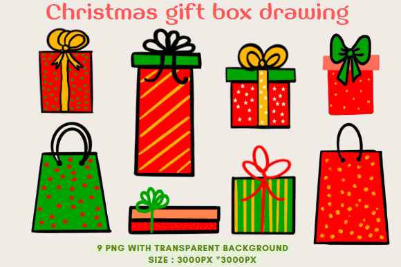 Christmas Gift Box Hand Draw: Festive Illustrations