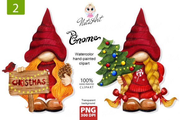Christmas Gnomes, Gnome Girl with: Festive Illustrations
