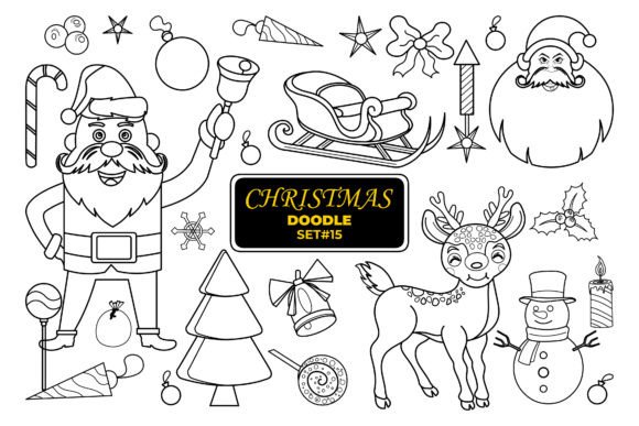 Christmas Hand Drawn Doodle, Set- 15. Illustrations Review