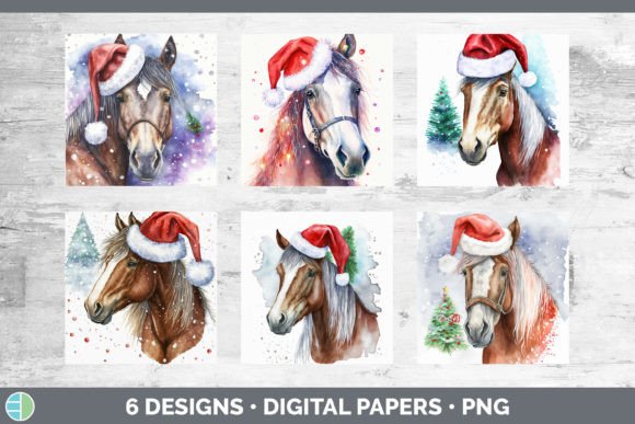 Christmas Horse Backgrounds: Festive Illustrations