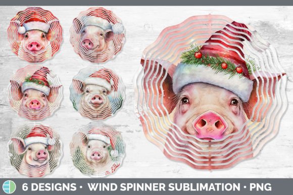 Christmas Pig Wind Spinner: Fresh Illustrations