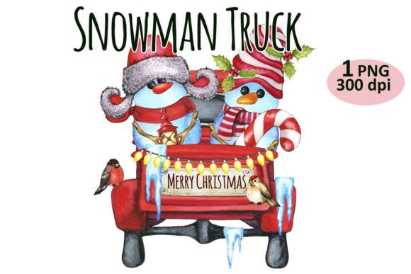 Christmas Snowman Truck Clipart PNG: Festive Illustrations