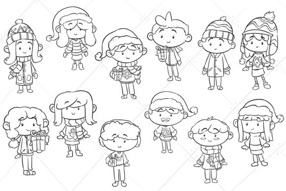 Dressed for Christmas Digital Stamps: Festive Illustrations