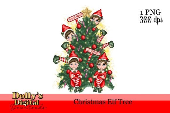 Elf Christmas Tree PNG: Festive Illustrations for Sellers