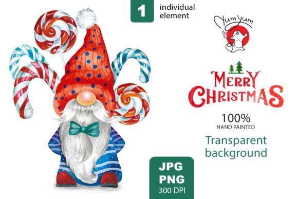 Gnome with Christmas Candy: Festive Illustrations for Brands