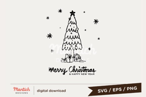 Hand Draw Christmas Tree Doodle: SVG Illustrations
