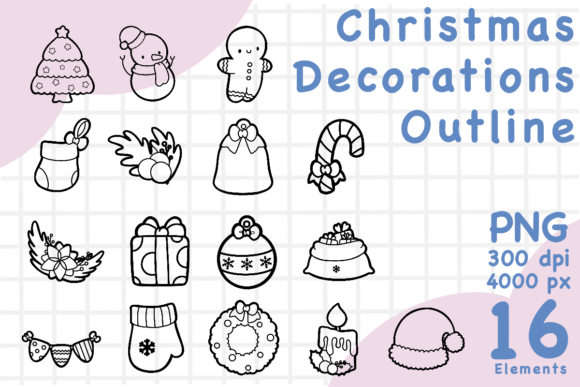 Outline Christmas Decorations: Illustrations for Sellers