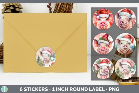 Pig Christmas Stickers: Festive Illustrations for Sellers
