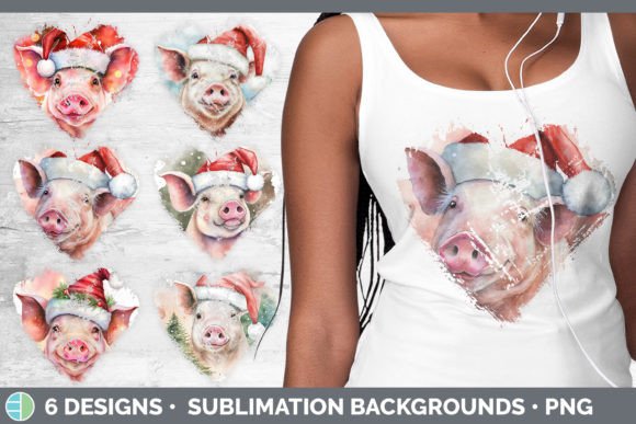 Review: Christmas Pig Heart Distressed Clipart for Stitching