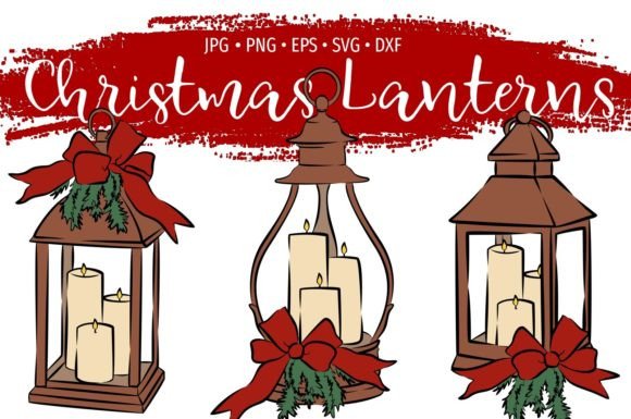 Vintage Christmas Lantern Bundle: Festive Illustrations