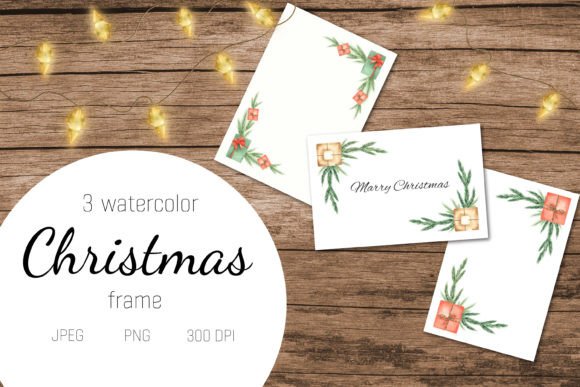 Watercolor Christmas Frame for Printable & Illustrations