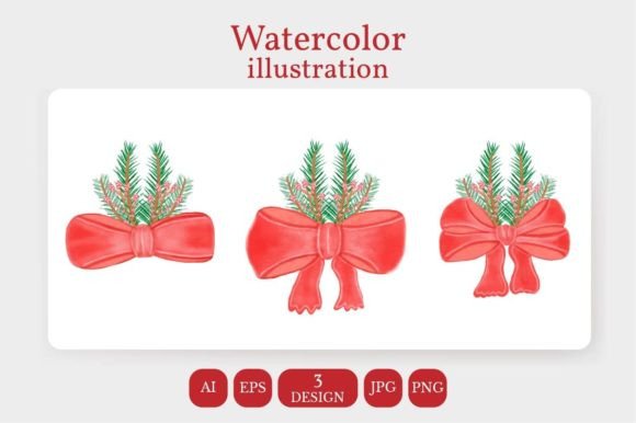 Watercolor Illustration Christmas Ribbon Review
